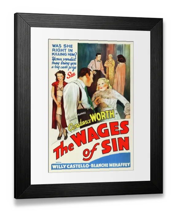 Framed Print : Poster For The Wages Of Sin Framed Print : Poster For The Wages Of Sin