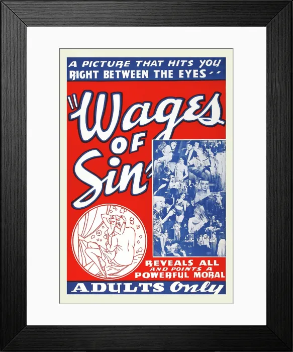 Framed Print : Poster For Wages of Sin Framed Print : Poster For Wages of Sin