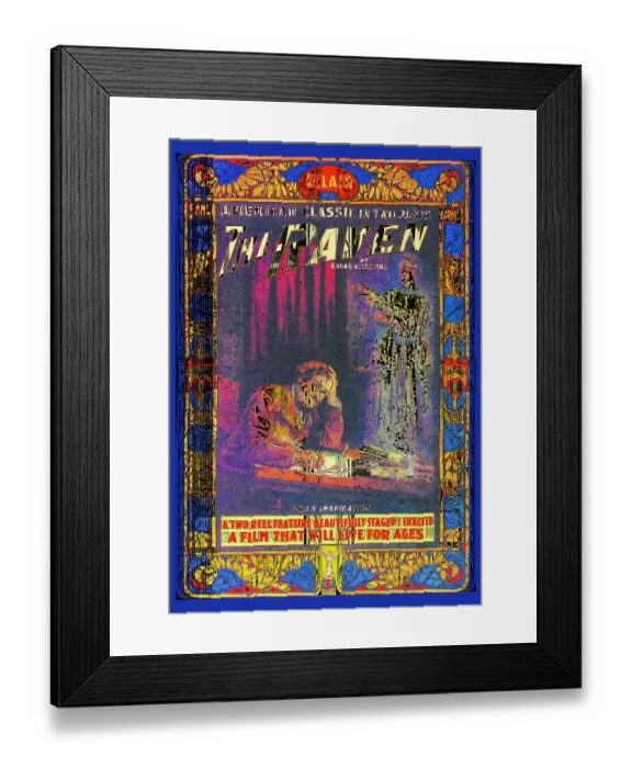 Framed Print : Raven. UNITED STATES - CIRCA 1900: An early movie poster Framed Print : Raven. UNITED STATES - CIRCA 1900: An early movie poster