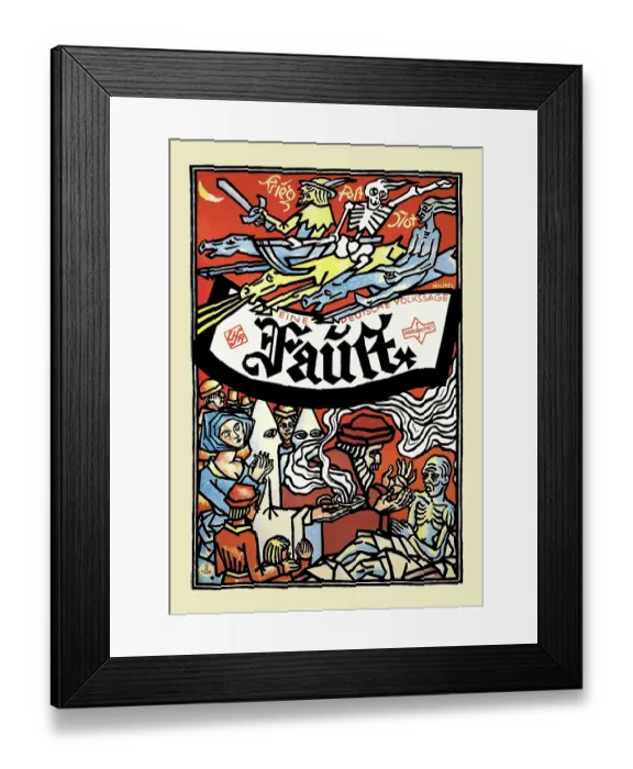 Framed Print : Faust. GERMANY - CIRCA 1926: The woodcut style of this vintage film poster Framed Print : Faust. GERMANY - CIRCA 1926: The woodcut style of this vintage film poster