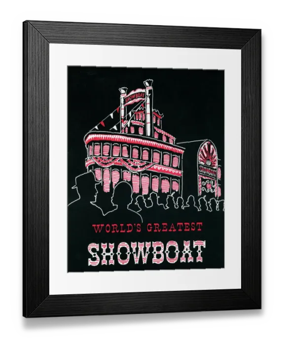 Framed Print : Showboat. USA - 1966: A menu for Showboat reads 'World's Greatest Showboat'