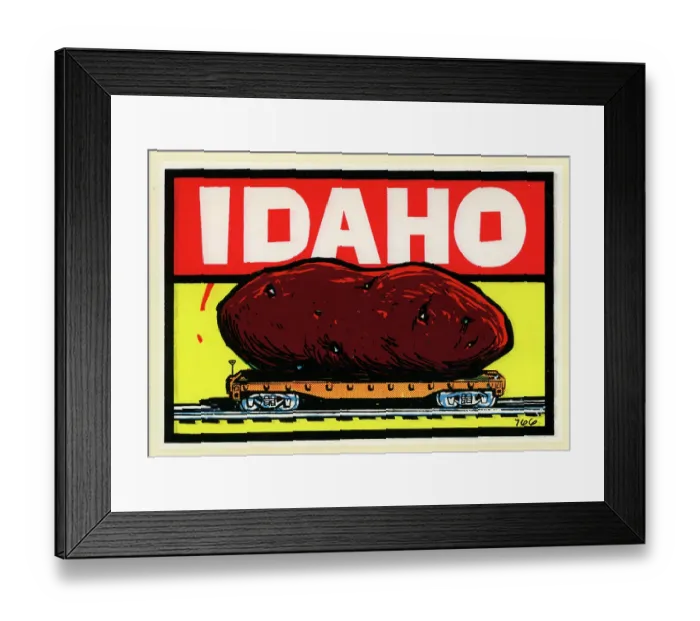 Framed Print : Idaho. USA - 1960: A decal for Idaho from 1960 in USA Framed Print : Idaho. USA - 1960: A decal for Idaho from 1960 in USA
