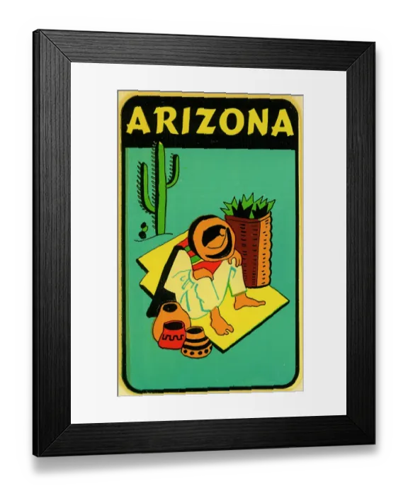 Framed Print : Arizona. USA - 1959: A decal for Arizona from 1959 in USA Framed Print : Arizona. USA - 1959: A decal for Arizona from 1959 in USA