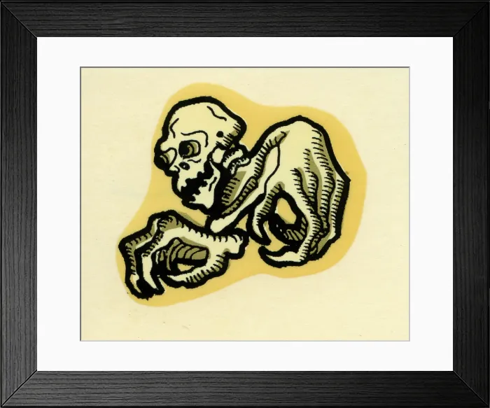 Framed Print : Skeleton. USA - 1957: A decal of a spooky skeleton from 1957 in USA Framed Print : Skeleton. USA - 1957: A decal of a spooky skeleton from 1957 in USA