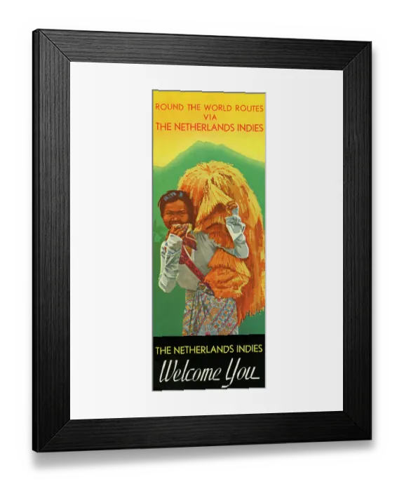 Framed Print : Round the World Routes via The Netherlands Indies, The Netherlands Indies Welcomes You Framed Print : Round the World Routes via The Netherlands Indies, The Netherlands Indies Welcomes You