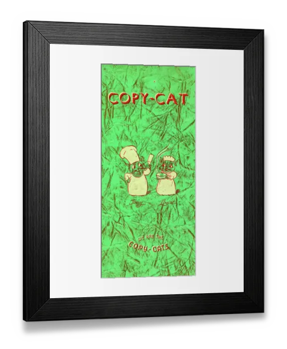 Framed Print : Copy-Cat. USA - 1952: A menu for Copy-Cat reads 'Copy-Cat' from 1952 in USA Framed Print : Copy-Cat. USA - 1952: A menu for Copy-Cat reads 'Copy-Cat' from 1952 in USA