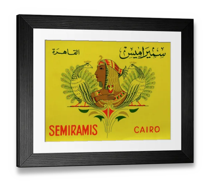 Framed Print : Semiramis. EGYPT - 1952: A luggage label for Semiramis in Cairo from 1952 in Egypt Framed Print : Semiramis. EGYPT - 1952: A luggage label for Semiramis in Cairo from 1952 in Egypt