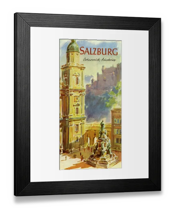 Framed Print : Salzburg. AUSTRIA - 1951: A tourism brochure for Salzburg from 1951 in Austria Framed Print : Salzburg. AUSTRIA - 1951: A tourism brochure for Salzburg from 1951 in Austria