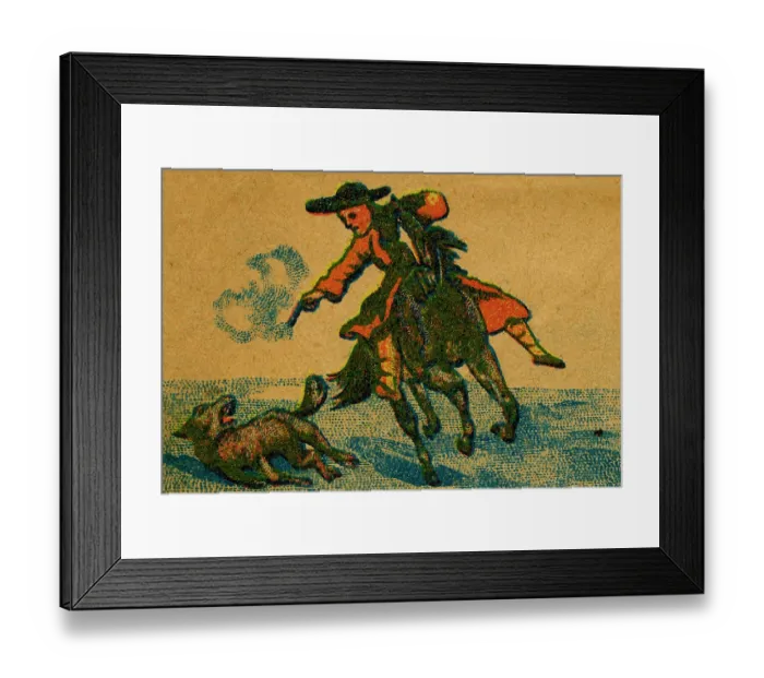 Framed Print : Cowboy shooting dog Framed Print : Cowboy shooting dog