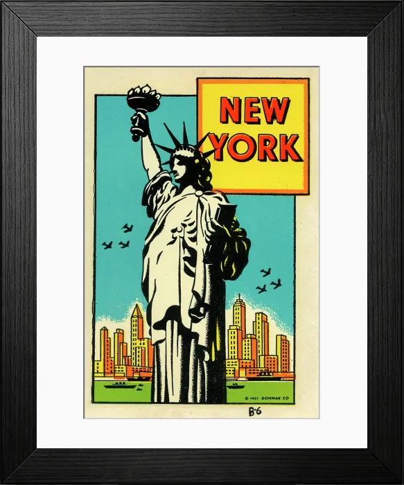 Framed Print : New York. USA - 1947: A decal for New York City from 1947 in USA Framed Print : New York. USA - 1947: A decal for New York City from 1947 in USA