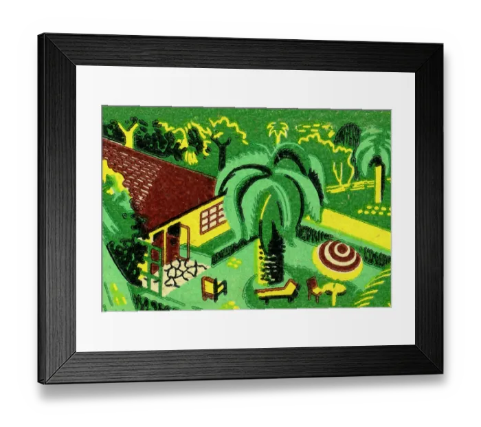Framed Print : Aerial of backyard with palm tree Framed Print : Aerial of backyard with palm tree
