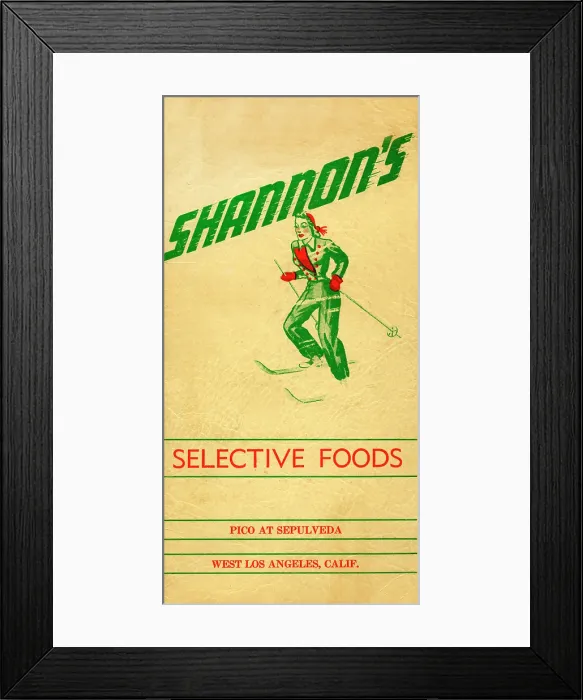 Framed Print : Shannon's. USA - 1943: A menu for Shannon's reads 'Shannon's Selective Foods' Framed Print : Shannon's. USA - 1943: A menu for Shannon's reads 'Shannon's Selective Foods'