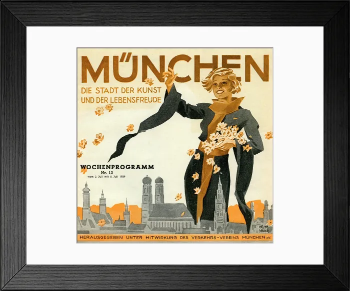 Framed Print : Munchen. GERMANY - 1939: An entertainment programme for the city of Munich Framed Print : Munchen. GERMANY - 1939: An entertainment programme for the city of Munich