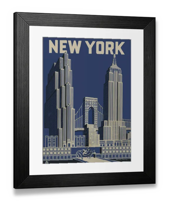 Framed Print : New York. A travel brochure for New York City features an illustration Framed Print : New York. A travel brochure for New York City features an illustration
