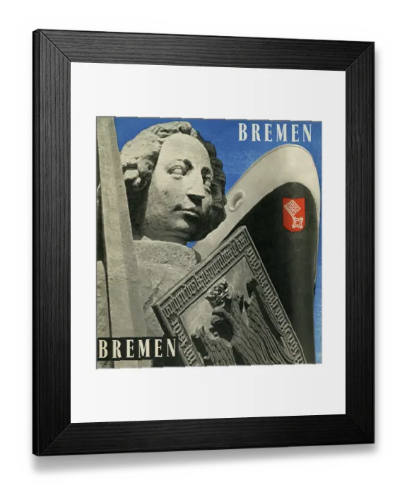 Framed Print : Bremen. A travel brochure for Bremen features the Statue of Roland on the cover Framed Print : Bremen. A travel brochure for Bremen features the Statue of Roland on the cover