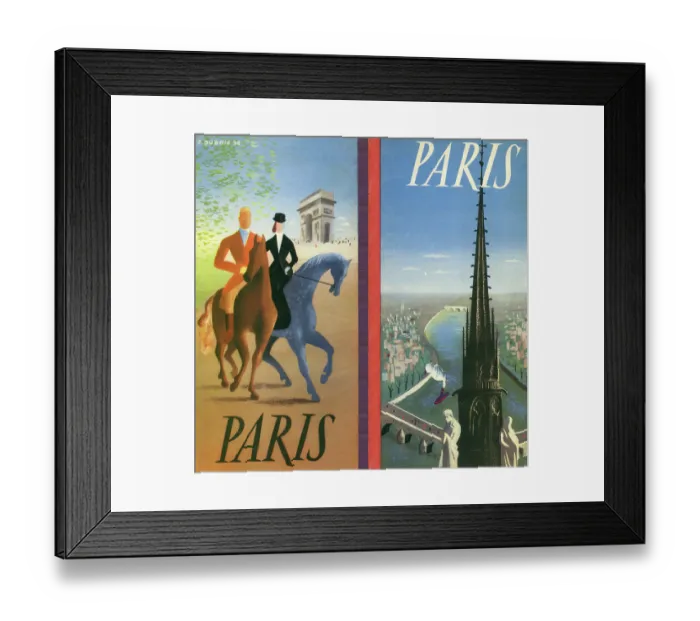 Framed Print : Paris. A travel brochure for Paris features an illustration of a man Framed Print : Paris. A travel brochure for Paris features an illustration of a man
