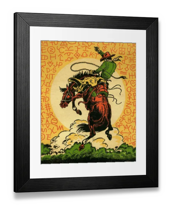 Framed Print : Cowboy on bucking bronco Framed Print : Cowboy on bucking bronco