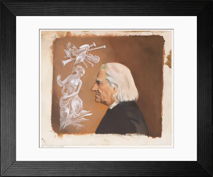 Framed Print : Book Cover Design For 'Frans Liszt. The Life Of A Great Composer' By Jean Rousselot Framed Print : Book Cover Design For 'Frans Liszt. The Life Of A Great Composer' By Jean Rousselot