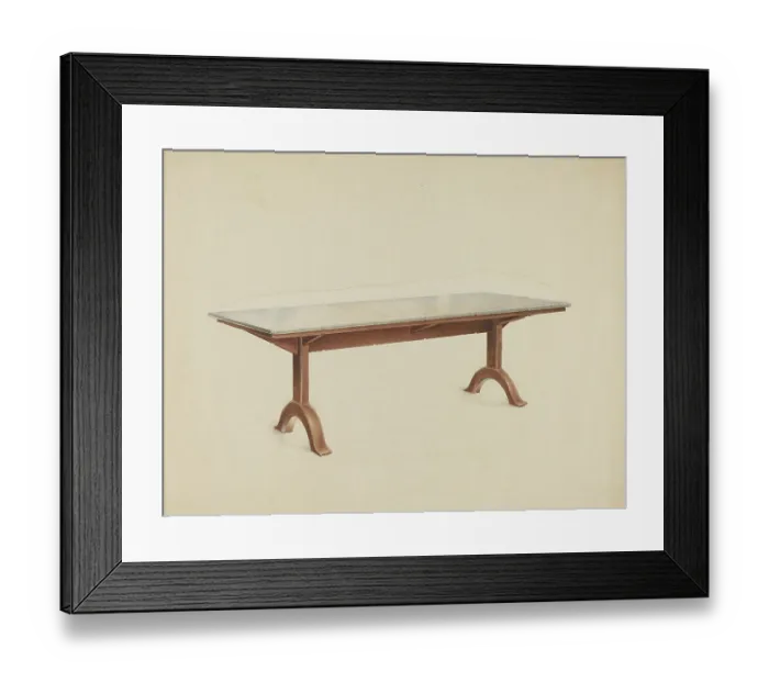 Framed Print : Shaker Dining Table With Marble Top Framed Print : Shaker Dining Table With Marble Top