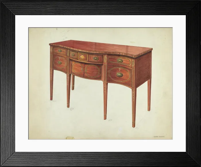 Framed Print : Sideboard, circa 1953. Artist Harry Eisman Framed Print : Sideboard, circa 1953. Artist Harry Eisman