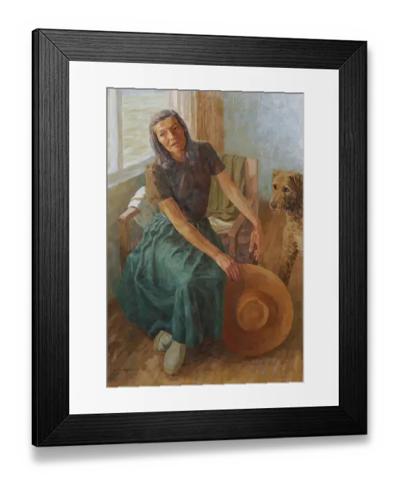 Framed Print : Grete Gamerith With Dog 'Puck Framed Print : Grete Gamerith With Dog 'Puck