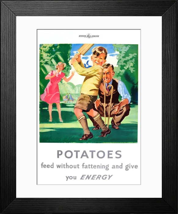 Framed Print : Potatoes. One of a series of WWII food posters issued by the British Ministry of Food Framed Print : Potatoes. One of a series of WWII food posters issued by the British Ministry of Food
