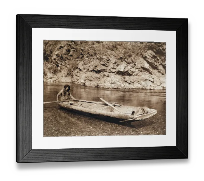 Framed Print : A Yurok In His Dugout Canoe Framed Print : A Yurok In His Dugout Canoe