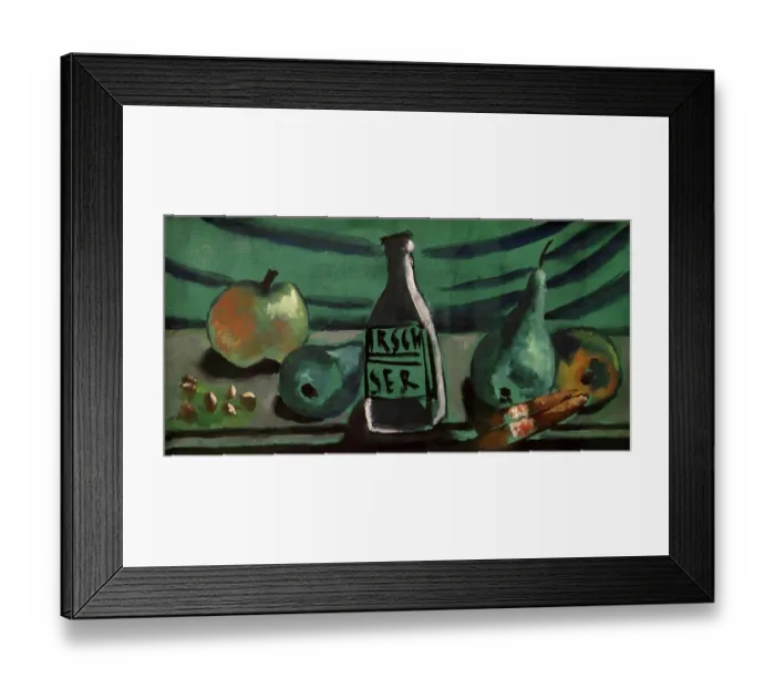Framed Print : Still Life With Apple And Pear (Still Life With Kirsch Bottle) Framed Print : Still Life With Apple And Pear (Still Life With Kirsch Bottle)