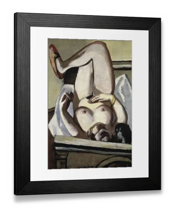 Framed Print : Female Nude With A Dog Framed Print : Female Nude With A Dog