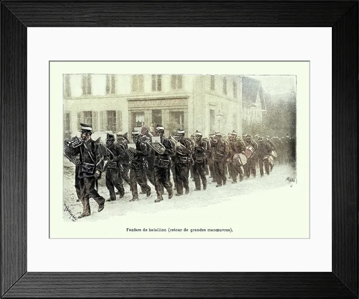 Framed Print : Swiss Army, Soldiers, Marching band, Military, history, Switzerland, Vintage illustration, 19th Century Framed Print : Swiss Army, Soldiers, Marching band, Military, history, Switzerland, Vintage illustration, 19th Century