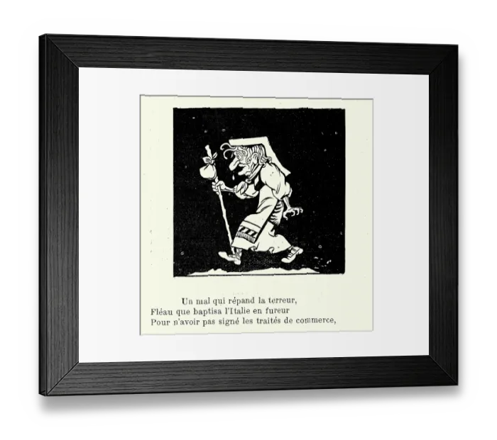 Framed Print : Caricature of an old woman spreading the flu, Vintage French cartoon, Parisians sick with the flu, Les Parisiens Malades De La Grippe, 1890s 19th Century Framed Print : Caricature of an old woman spreading the flu, Vintage French cartoon, Parisians sick with the flu, Les Parisiens Malades De La Grippe, 1890s 19th Century