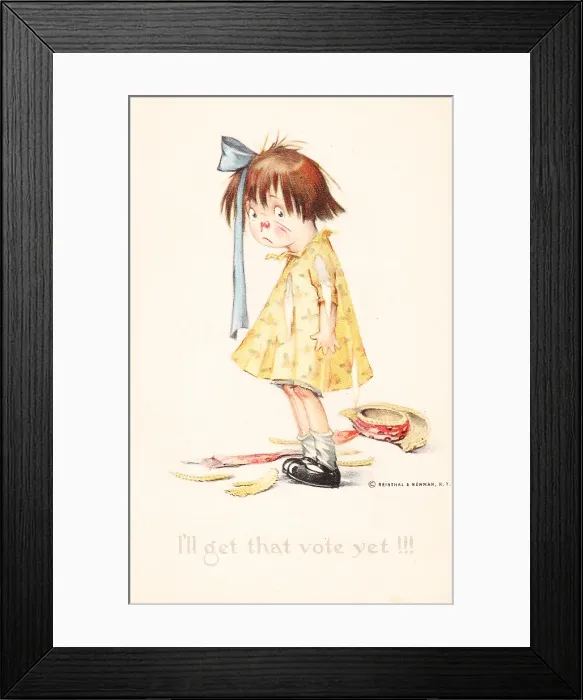 Framed Print : Battered Suffrage Girl Card Framed Print : Battered Suffrage Girl Card