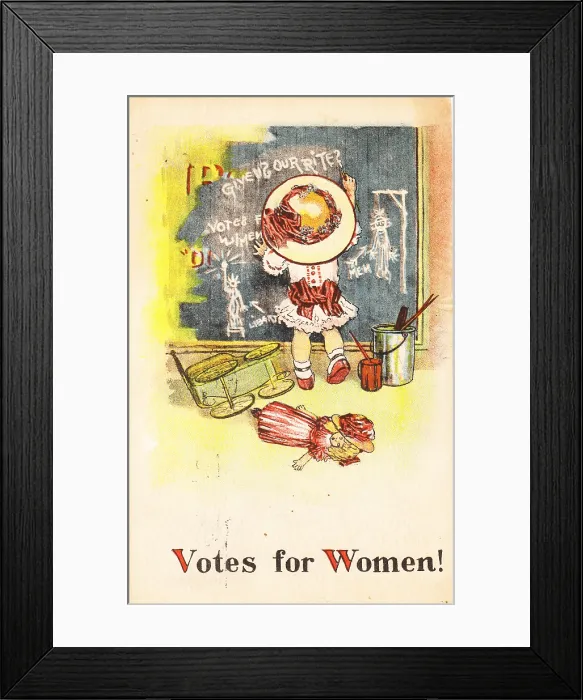 Framed Print : Suffrage Chalkboard Girl Framed Print : Suffrage Chalkboard Girl