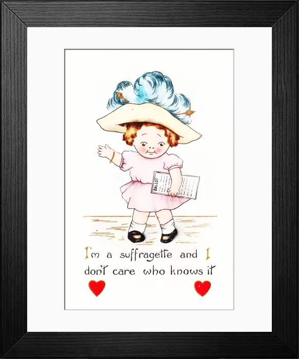 Framed Print : Suffragette Girl Valentine Card Framed Print : Suffragette Girl Valentine Card