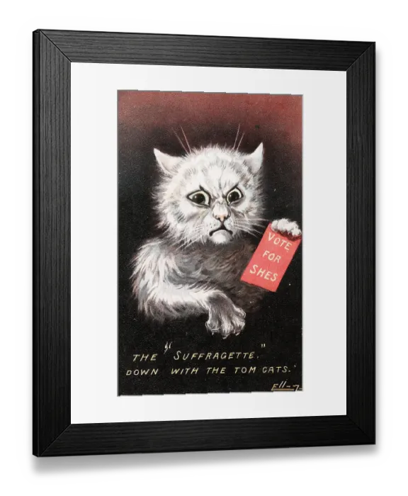 Framed Print : Angry Suffragist Cat Framed Print : Angry Suffragist Cat