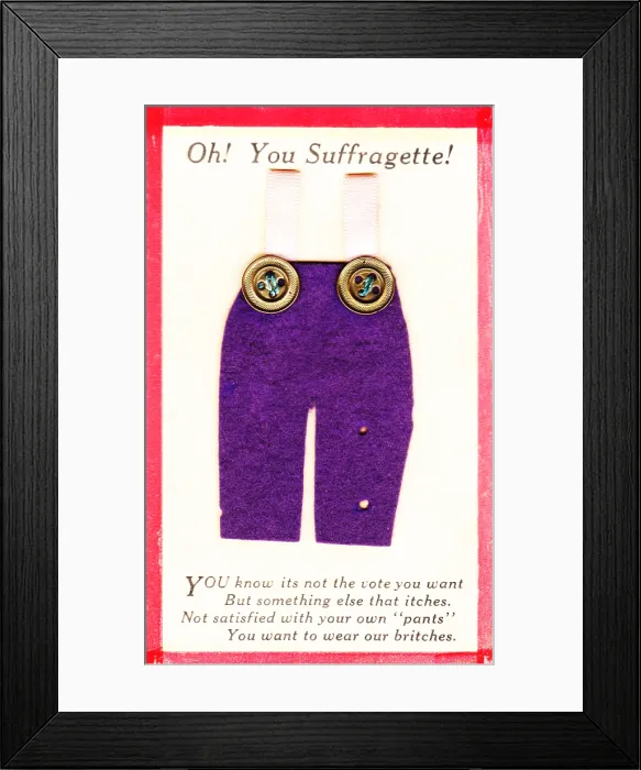 Framed Print : Suffrage Pants Postcard Framed Print : Suffrage Pants Postcard