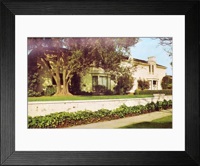 Framed Print : Vintage souvenir postcard, Paul Newman's Home, ca 1967 Framed Print : Vintage souvenir postcard, Paul Newman's Home, ca 1967