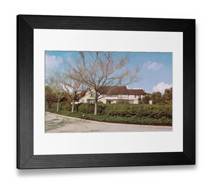 Framed Print : Vintage souvenir postcard, Dean Martin's Home, Hollywood Homes of the Stars series, ca 1967
