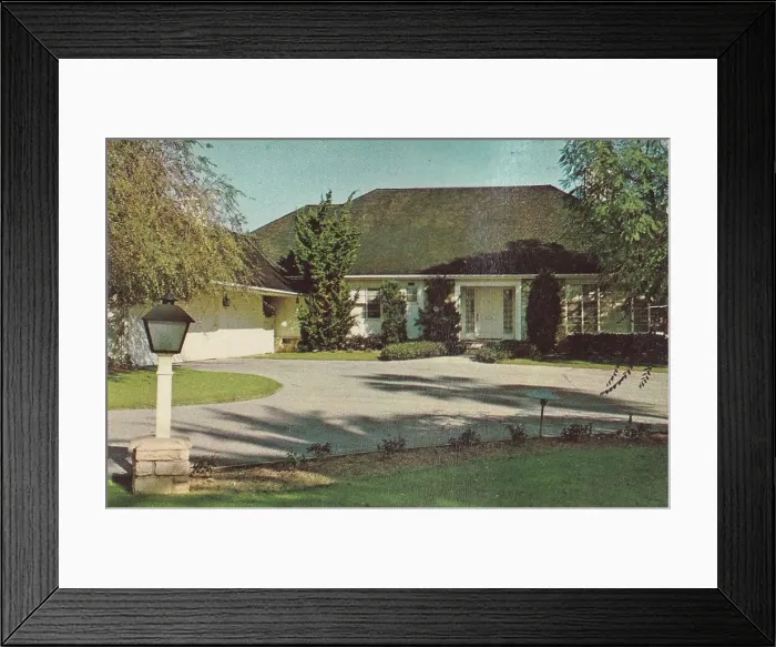 Framed Print : Vintage souvenir postcard, Barbara Stanwyck, Homes of the Stars, ca 1961 Framed Print : Vintage souvenir postcard, Barbara Stanwyck, Homes of the Stars, ca 1961