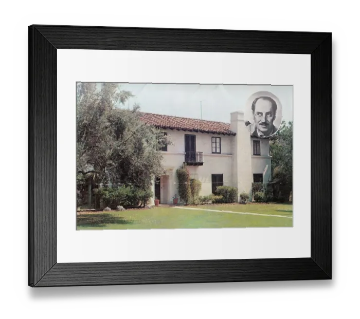 Framed Print : Vintage souvenir postcard, Groucho Marx's Home, Homes of Movie and Television Stars series, ca 1958 Framed Print : Vintage souvenir postcard, Groucho Marx's Home, Homes of Movie and Television Stars series, ca 1958