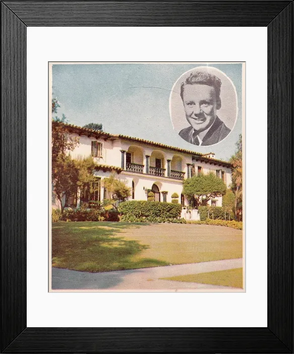 Framed Print : Vintage souvenir postcard, Van Johnson's Home, Homes of Movie and Television Stars series, ca 1958 Framed Print : Vintage souvenir postcard, Van Johnson's Home, Homes of Movie and Television Stars series, ca 1958