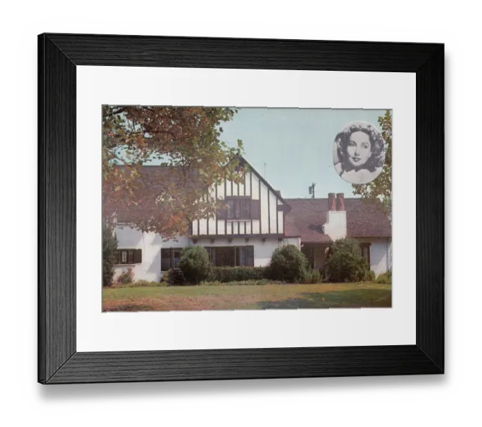 Framed Print : Vintage souvenir postcard, Ann Sothern's Home, Homes of Movie and Television Stars series, ca 1958 Framed Print : Vintage souvenir postcard, Ann Sothern's Home, Homes of Movie and Television Stars series, ca 1958
