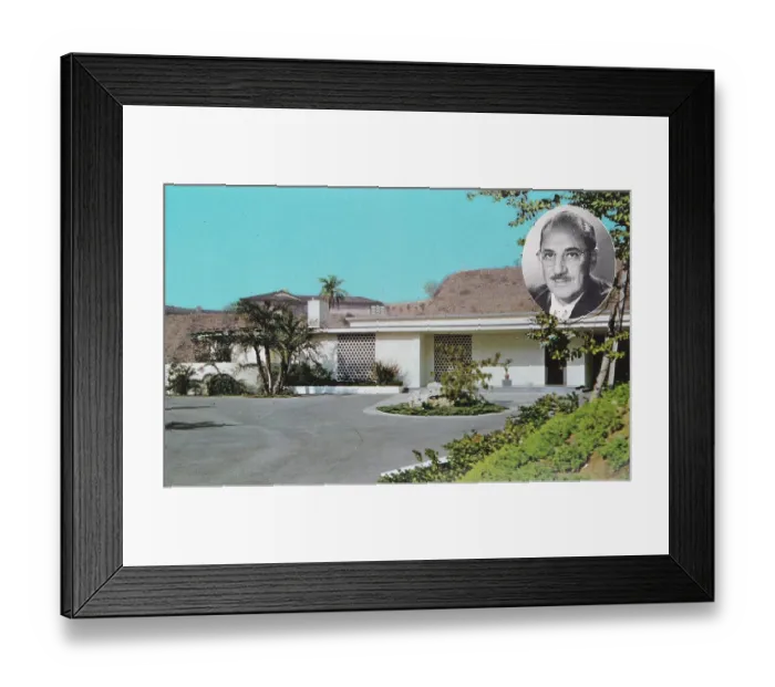 Framed Print : Vintage souvenir postcard, Home of Groucho Marx, Movie Star Homes series, 1958 Framed Print : Vintage souvenir postcard, Home of Groucho Marx, Movie Star Homes series, 1958