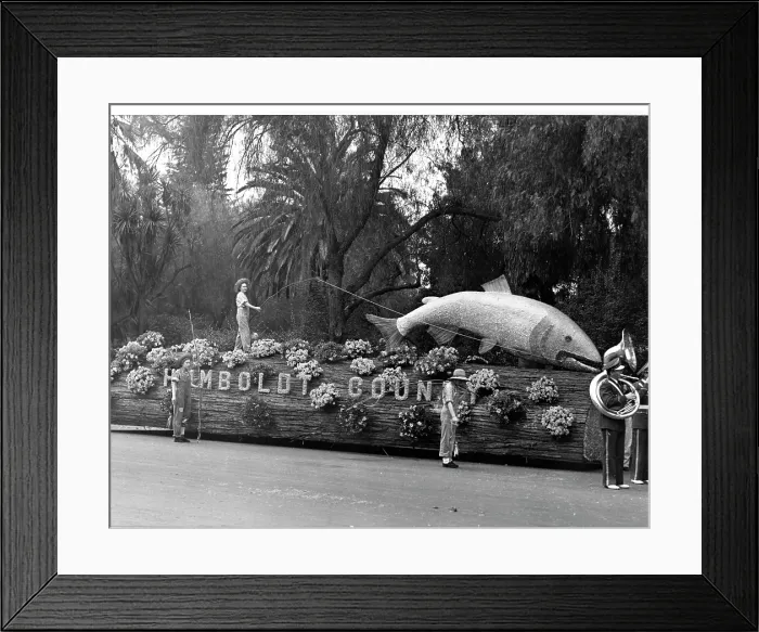 Framed Print : Humboldt County Parade Float, Annual Rhododendron Parade, Eureka, California, 1950s Framed Print : Humboldt County Parade Float, Annual Rhododendron Parade, Eureka, California, 1950s