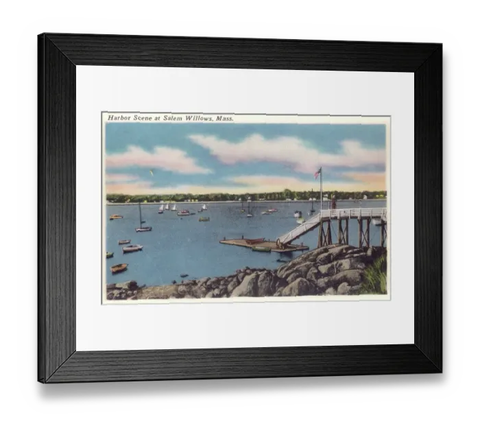 Framed Print : Vintage souvenir postcard, Salem Willows Park, Salem, Massachusetts, 1950 Framed Print : Vintage souvenir postcard, Salem Willows Park, Salem, Massachusetts, 1950
