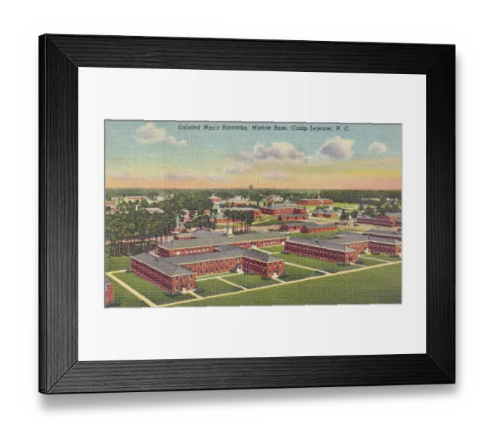 Framed Print : Vintage postcard series, Marine Base Camp Lejeune North Carolina, 1944 Framed Print : Vintage postcard series, Marine Base Camp Lejeune North Carolina, 1944