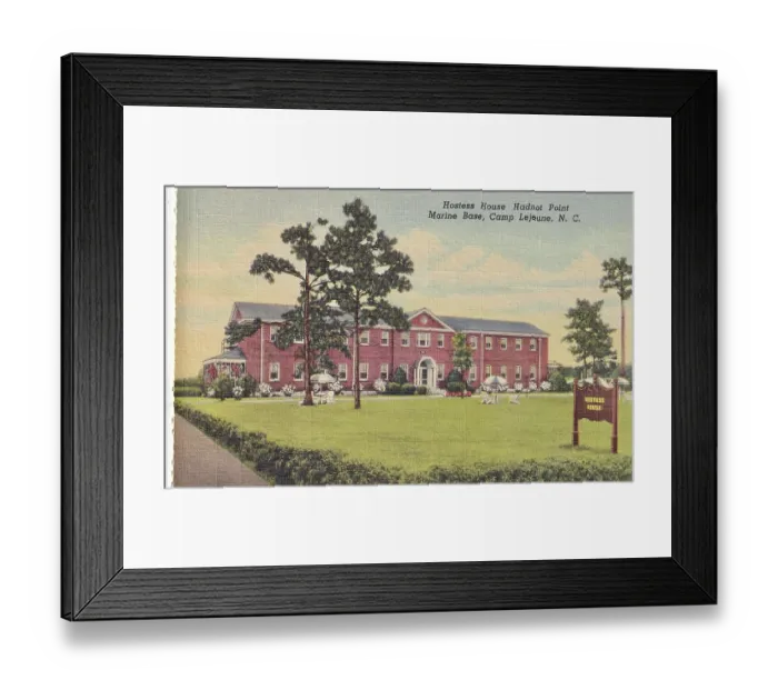 Framed Print : Vintage postcard series, Marine Base Camp Lejeune North Carolina, 1944 Framed Print : Vintage postcard series, Marine Base Camp Lejeune North Carolina, 1944