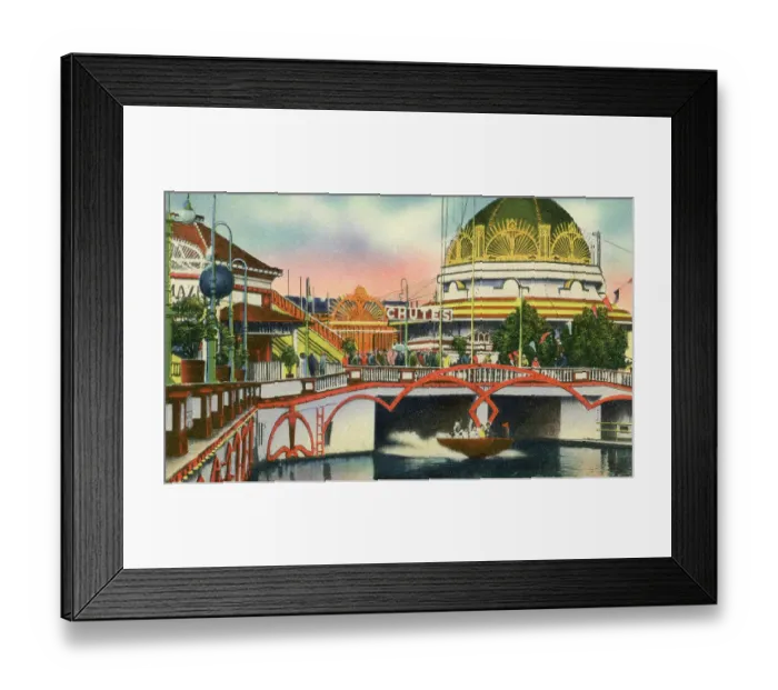 Framed Print : Vintage souvenir postcard, Luna Park, Coney Island Beach and Boardwalk, Brooklyn, New York City, 1944 Framed Print : Vintage souvenir postcard, Luna Park, Coney Island Beach and Boardwalk, Brooklyn, New York City, 1944