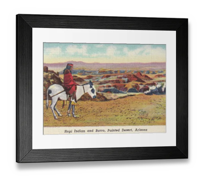 Framed Print : Vintage souvenir postcard, the Painted Desert, Arizona, ca 1943