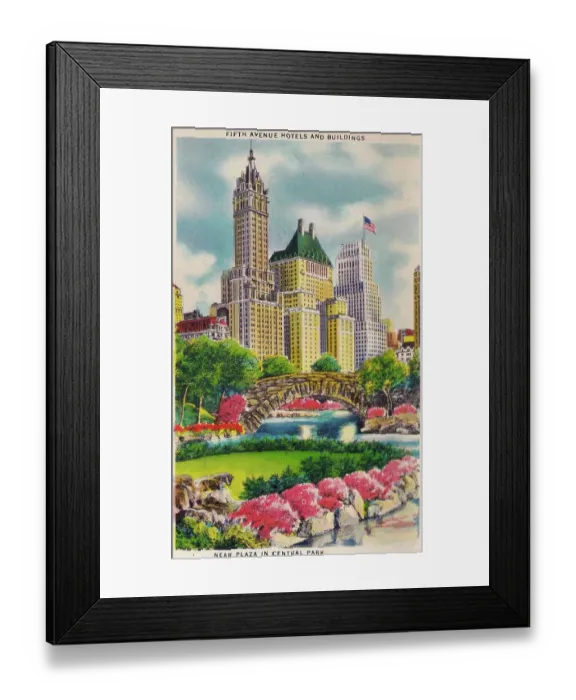 Framed Print : Vintage souvenir postcard, Central Park, NYC, New York, ca 1941 Framed Print : Vintage souvenir postcard, Central Park, NYC, New York, ca 1941